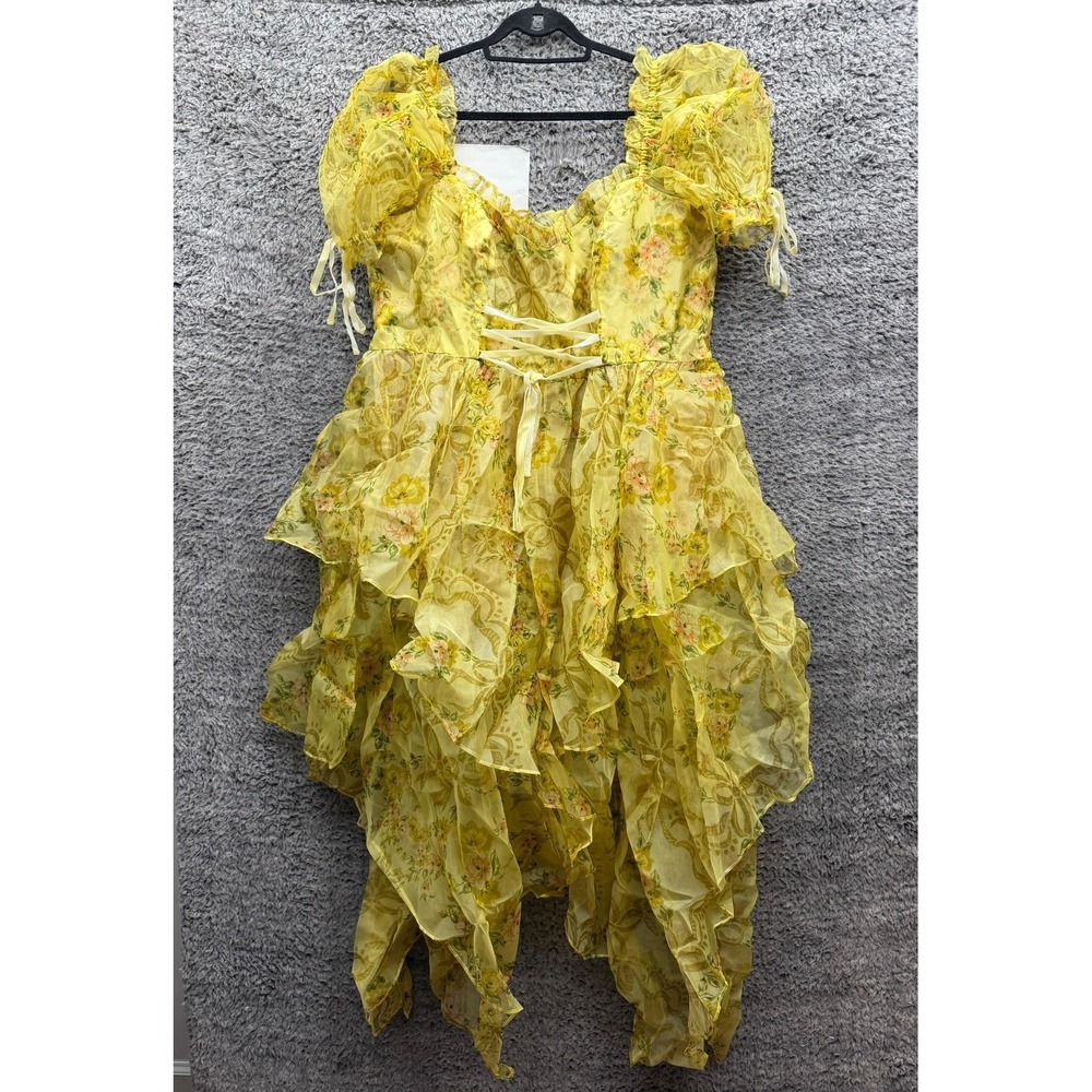NWOT Selkie Floral Silk Creme Brulee Faerie Gown Yellow Womens Plus Size 3X